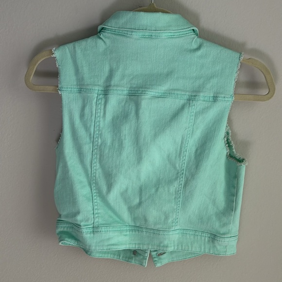 Short Green Jean Jacket Vest - Picture 2 of 2